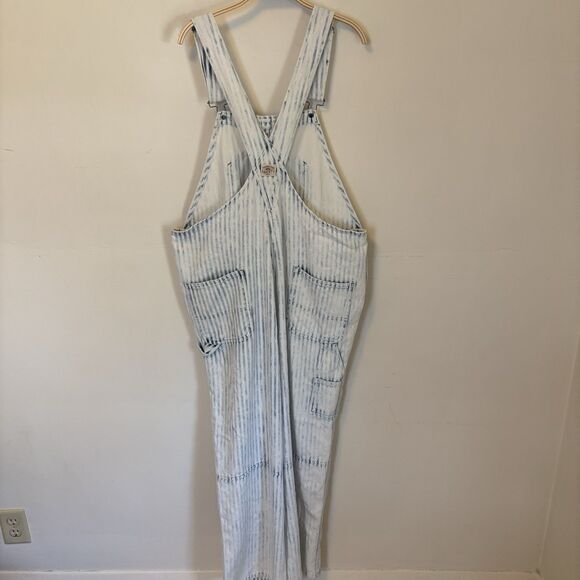 Faherty‎ Topsail Overalls Womens XL Light Wash Striped Railroad Western Cowgirl - Picture 4 of 9